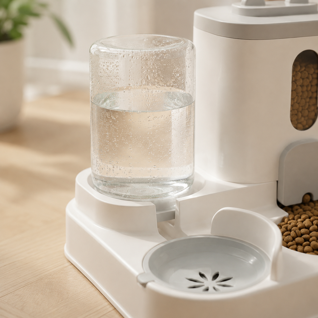 Station Repas Automatique 2-en-1 WAVPET | Mangeoire + Fontaine pour Chat & Chien