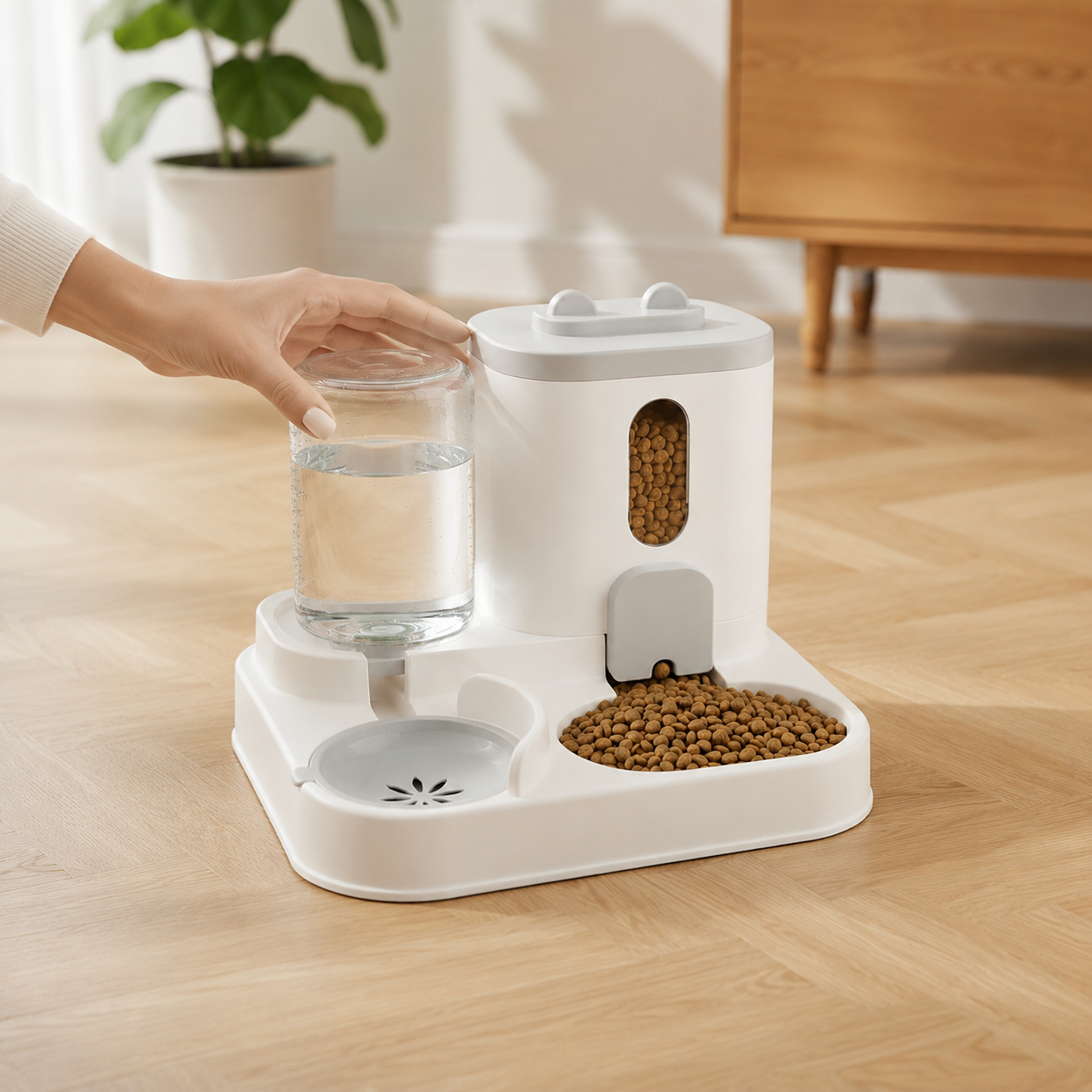 Station Repas Automatique 2-en-1 WAVPET | Mangeoire + Fontaine pour Chat & Chien