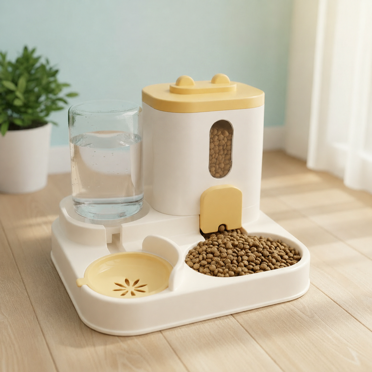 Station Repas Automatique 2-en-1 WAVPET | Mangeoire + Fontaine pour Chat & Chien
