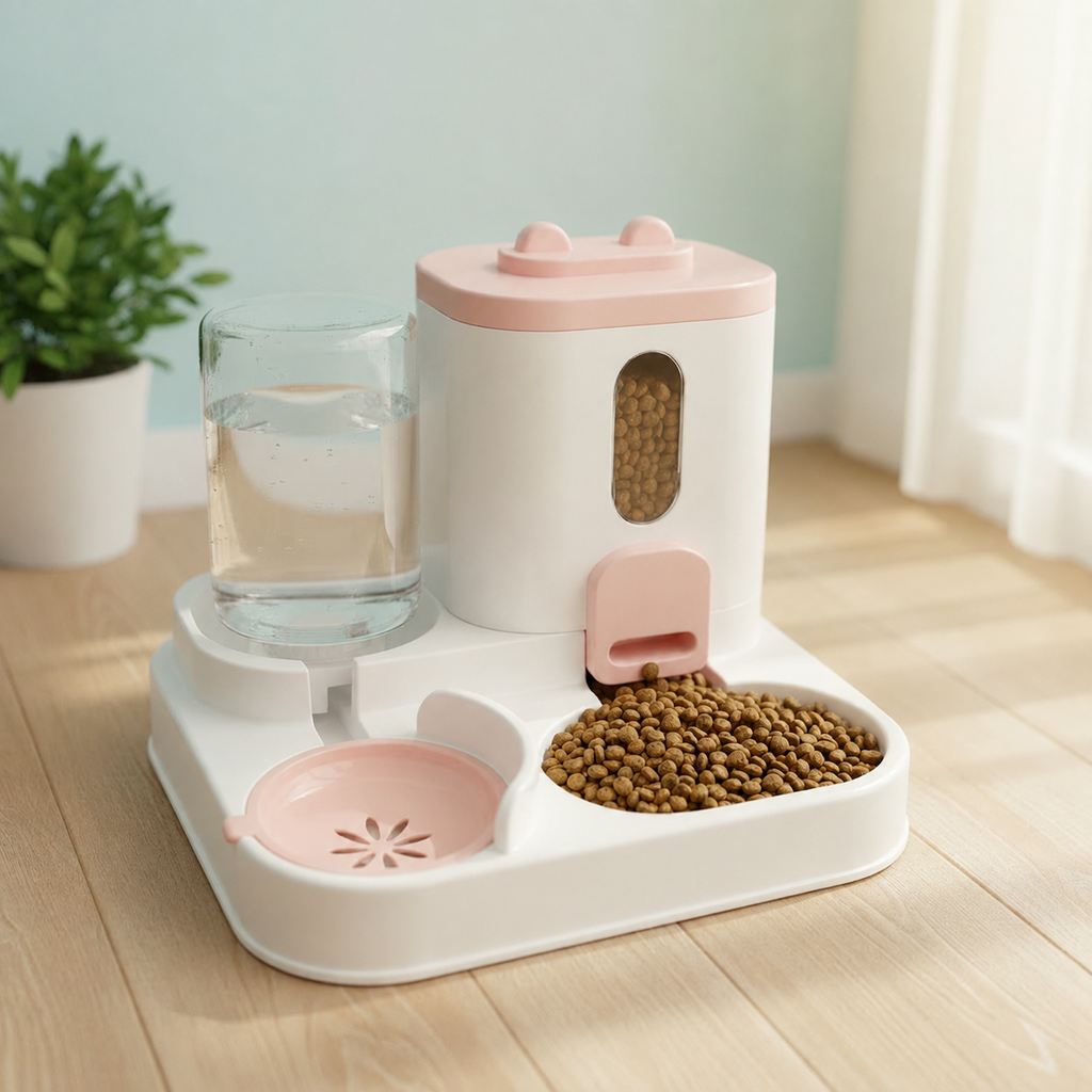 Station Repas Automatique 2-en-1 WAVPET | Mangeoire + Fontaine pour Chat & Chien