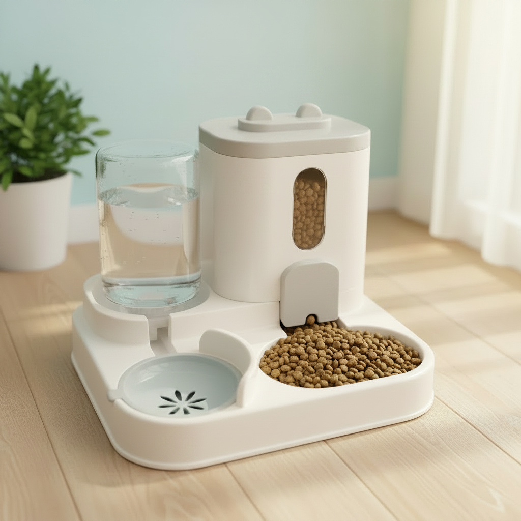 Station Repas Automatique 2-en-1 WAVPET | Mangeoire + Fontaine pour Chat & Chien