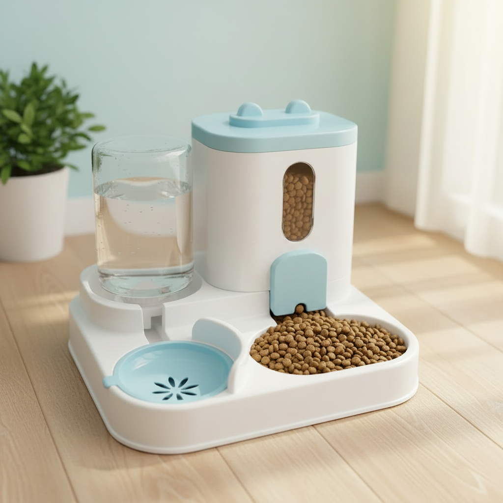 Station Repas Automatique 2-en-1 WAVPET | Mangeoire + Fontaine pour Chat & Chien